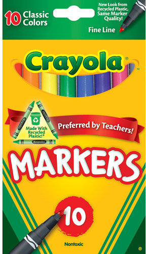 CRAYOLA Marcadores 10 colores FINOS Pref. By Teachers Ref.: 7266
