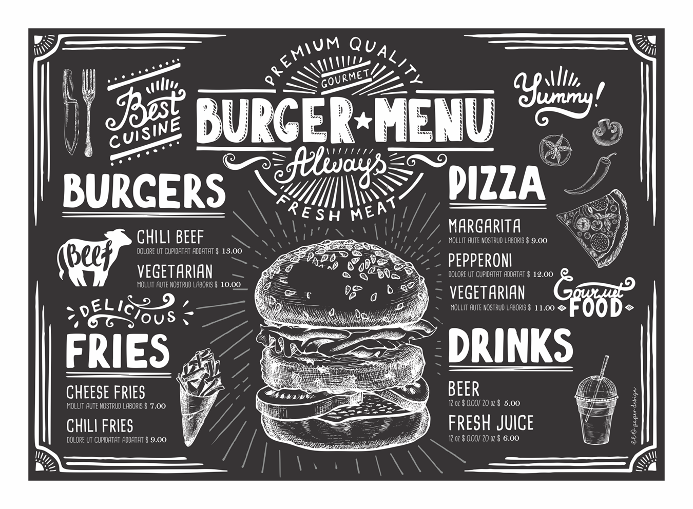 ECO PAPER DESIGN Individuales rectangulares Burger